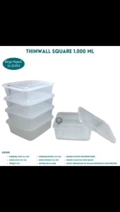 Thinwall Squere 1000 Ml Food Container Thinwall (Isi 25 Pcs-S.Q1000)
