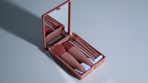 Set Kuas Makeup Premium Kuasasi 5 In 1 dengan Kaca & Kotak Portable - Warna Pink