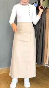 Luna Skirt Rok Panjang Wanita Standar Jumbo Katun Twill Combed