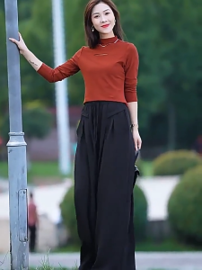 Wide Leg Long Pants Summer Autumn Elastic High Waist Loose Trouser Big Swing Pants Beach Skirt Womens Elegant Pants