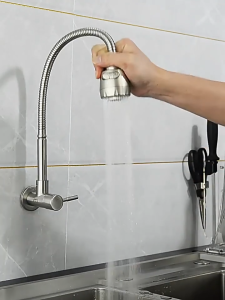 Vòi Rửa Chén Lạnh Cần Mềm Lò Xo Gắn Tường 2 Chế Độ Nước