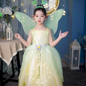 Halloween Grils Green Elf Princess Wings Diana Tinker Bell Princess Dress Accessories Butterfly Wings Costume