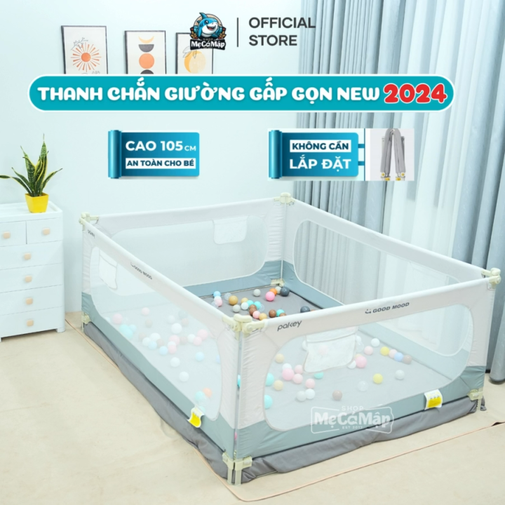 Thanh Chắn Giường Gấp Gọn Thông Minh Pakey, Không Cần Lắp Đặt, Cải Tiến Khóa Kép Cố Định