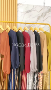 Noora Dress Kombinasi Rayon Airflow Premium / Gamis Rayon Kombinasi