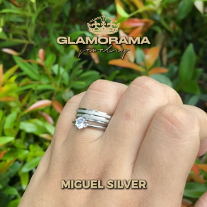 Wedding Ring Set 3-in-1 Silver Filled Finish for Proposal & Wedding | Glamorama Jewelry | "Miguel"