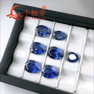 Pear shape Natural cut Lab Grown Cornflower Blue Saphire corundum loose gemstone With Visible Inclusions