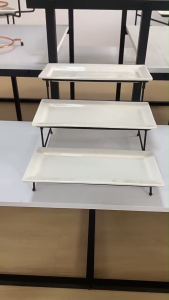 3tier Serving Plate Ceramic with Metal Rack Grazing Table Equipment Set Food Tray Serving Dish Cupcake Fruit Tray Stand for Wedding Birthday Party Buffet Tray Set Party Decoration