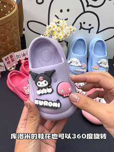 Sanrio Kuromi Cute Cartoon Slippers For Children Girls Indoor Outdoor Soft Anti Slip Slipper For Kids Sandals