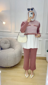 Setelan Muslim Wanita Kaos Rajut Import Inara Terbaru Terlaris