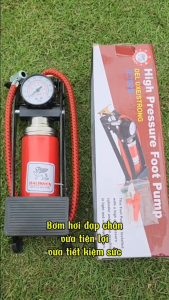 Bơm Hơi Đạp Chân Mini Đa Năng Có Đồng Hồ Đo Áp Suất - Thiết Bị Bơm Xe Đa Năng Dễ Dàng Gấp Gọn