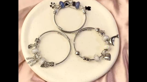 Gelang Tangan TITANIUM BANGLE CHARM LIONTIN OWL LOVE BUTTERFLY