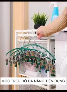 Móc Kẹp Treo Quần Áo Chống Trượt Có Khóa Chống Gió – Móc Phơi Đồ Lót Đa Năng Có 10 Kẹp Bằng Thép Chắc Chắn INOX Tiện Dụng Cho Gia Đình