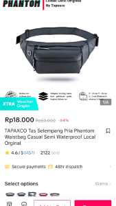 Tas Pinggang Cowok Terbaru Tapaxco Phantom Waistbag Local Casual Local Brand Semi Waterproof Loncem