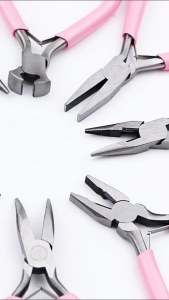 5 Inch Diagonal Pliers Round Plier Long Nose Pliers with Pink Plastic Handle for Cutting Wire Bending Wire DIY Crafts Jewelry Making