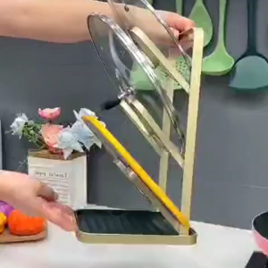 Pot Lid Holders 3 Layer With Removable Drain Tray Lid Stand Rack for Kitchen Cooking Pot Lid Organizer R16065