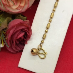 สร้อยข้อมือทองเหลืองลายไข่เป็ดสลับไข่ปลาห้อยกระพรวน ยาว 7 นิ้ว ทองเหลืองแท้ งานดิบไม่ชุบ พร้อมส่ง