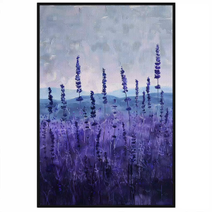 Tranh màu tím phong cảnh mây núi và hoa lavender tranh treo tường dán tường decor nội thất.CGI-798