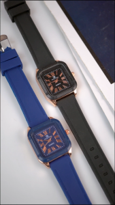 PhiLipe Ricci Jam Tangan Wanita Karet Analog Kecil Kotak Kekinian 8903 Jam Cewek Hitam Original