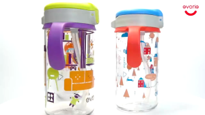 Evorie Tritan Bình nước Ống hút mềm Chống đầy hơi Không BPA Di động và chống rơi Niêm phong và chống nước bình nước trẻ em 300ml Trẻ em 1-3 tuổi