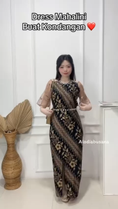 Dress Mahalini Batik Dress Kondangan Wanita Dress Batik Kekinian Fashion Wanita Cod