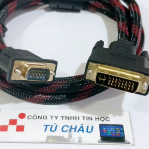 Cáp DVI ra VGA dài 1.5M / Chuẩn DVI-I (Chân kim 24 + 5) ra VGA (15 Kim) bọc dù