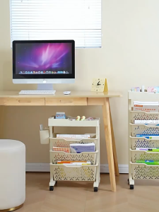 Multilayer Desk Book Organizer/Student Bookshelf With Storage Bag /Desk Side Storage Rack(Rak Buku Serbaguna)