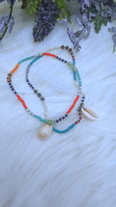 [Ready Stock SG] Cocktail and Sandshell Stacked Anklets | Handmade Stacked Colorful Boho Trendy Bracelets Anklets