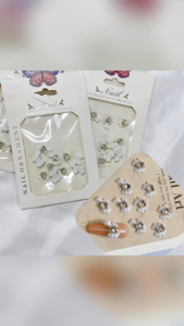 Set charm nơ đá tim màu trắng 10 viên siêu xinh chuyên dụng trang trí nail