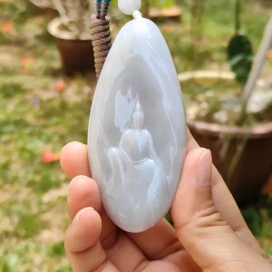 Limited time offer - Crafted with faceless buddha on Natural Type A Jadeite Jade as a Pendant with certificate weigh 77.91 grams measurement 80.8 * 37.3 * 12.6 mm (pendant210)