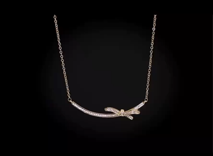 Korean fashion trend sweet bow smile necklace female light luxury small smile clavicle chain short