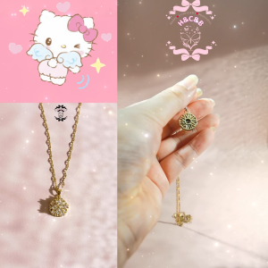 Whimsical Pink Zirconia Spin Necklace - Gold Plated Charm for a Dazzling Statement!