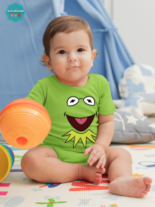 Baby Character Onesies with Name Back Print - Kermit Frog