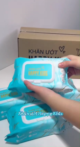HÀNG CÔNG TY_Combo 05 gói khăn ướt Happy Kids gói 100 tờ không mùi không parabens dùng cho em bé