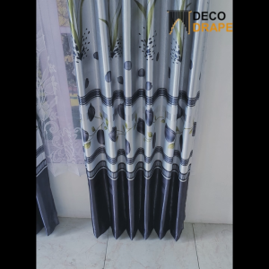 Gorden Murah Tapi Mewah Kain Blackout Tebal Motif Bunga Tulip Ungu Tinggi 230 cm