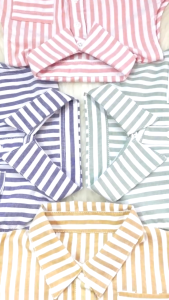 Baju Kemeja Anak Perempuan Salur Stripe Rose Crop Top usia 6 Bulan - 8 Tahun