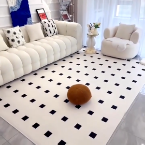 American Carpet Medieval Style Living Room Coffee Table Carpet French Tile Modern Minimalist Plaid Coffee Table Blanket.