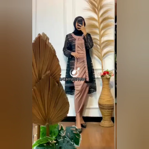 BONUS JILBAB New Oneset + Outer Terbaru Setelan Rok Lilit Kekinian 2024