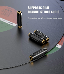 3.5mm Stereo Jack to 3.5mm Stereo Jack Female to Female Adapter Connector Gold Plated