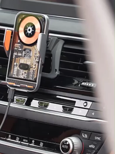 VINFAST Giá đỡ điện thoại di động trên ô tô Giá đỡ điện thoại thông minh sạc nhanh không dây 35W QA3.0 thích hợp cho điện thoại di động iPhone Samsung Universal QI Android