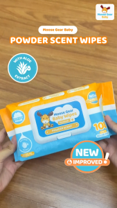 Moose Gear Baby Wipes Premium Powder Scent 108sheets with Vitamin E & Aloe Extract Thick & Soft