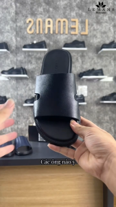 LS02 - Dép quai ngang da bò LEMANS đế cao su có mùi thơm thiết kế quai da 3 lớp trẻ trung chính hãng Bảo hành 06Thang