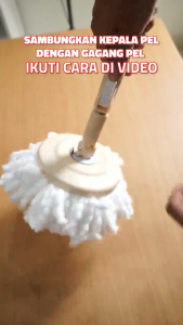 Tongkat Pel + Kain Pel Set Mop Stick Set Microfiber | Tongkat Handle Pel + Kain Spin Mop