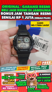 CASIO ORIGINAL - CASIO WS-1700H-1AVDF - MEN NG - Resin - Hitam - Jam dunia JD18ST # Jam Tangan Pria Jam Pria Jam Tangan Anti Air + CASIO WS-1700H-1A WS 1700H 1A WS-1700H 1700H WS1700 WS-1700 WS1700H WS-1700 $ S003