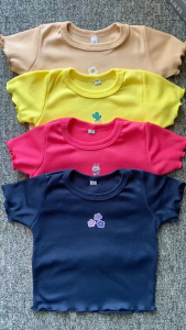 BOBOHO - ATASAN ANAK PEREMPUAN LOKAL LENGAN PENDEK CURLY CROP TOP CASUAL / BAJU ANAK PEREMPUAN CROP TOP CASUAL