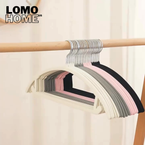 Bộ 10 Móc treo áo khoác nỉ len dạ LOMO thiết kế vòm cung bọc nhung cao cấp đầu xoay 360 không để lại dấu vết