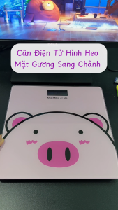 Cân Điện Tử Sức Khoẻ Hình Heo Hồng Cân Đo Độ Chính Xác Cao Tặng Kèm Pin Và Thước Dây