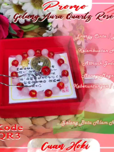 Cuan Hoki Gelang Aura Positif Batu Alam natural Quart Rose Kombinasi Batu Mantra Tibet Merah Energy Love Power Attrack Jodoh keharmonian Hoki Rezeki Bisa Cod
