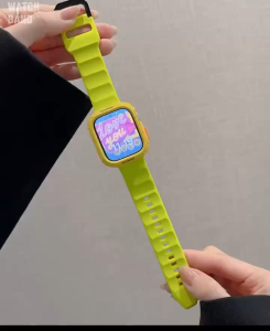 Fashion Letter Case + Fluorescent iWacth Strap For 49 44 45mm Ultra Sport Silicone iwatch Band For iwatch 9 8 7