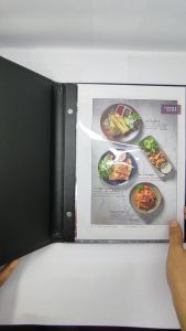 Buku menu caferestohotel model tulisan menu warna hitamready stok