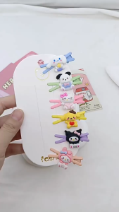 Cute Sanrio X Word Hair Clip Cinnamoroll Dog Kuromi Cartoon Students Girls Bangs Side Clip E